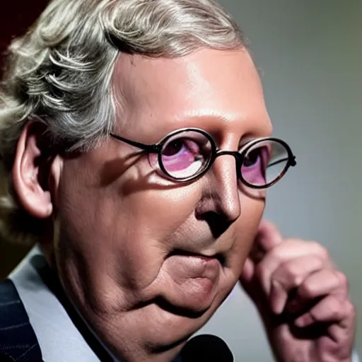 Prompt: mitch mcconnell's face coming out of a turtle shell, photo