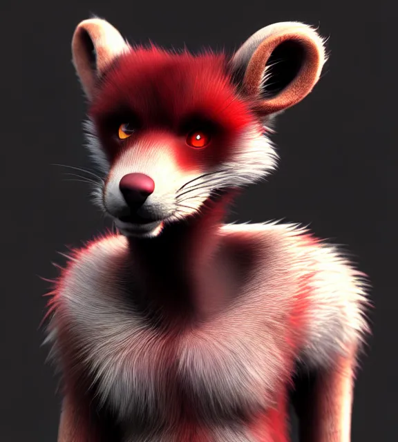 Image similar to furry - male - red - black - weasel - chaos theorist - fursona uhd ue 5 visual novel pc game expressions, photorealistic