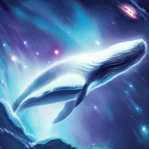 Image similar to a whale in the galaxy, artstation ,