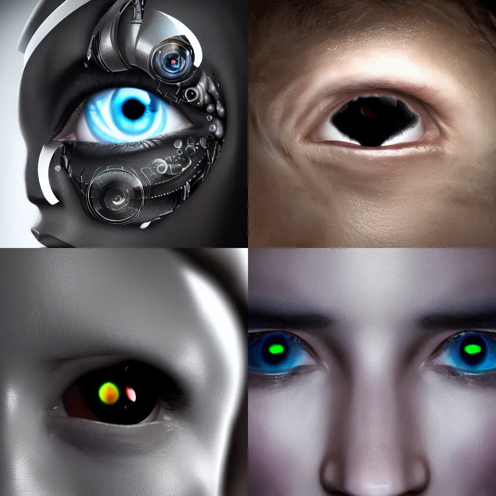 Prompt: Human cyborg portrait with enhanced eye 8k