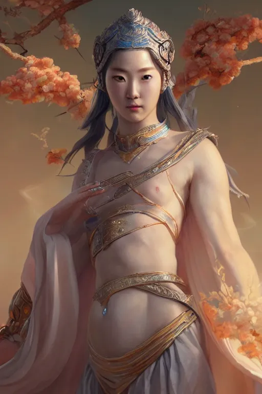 Image similar to goddess of the south korea, highly detailed, digital painting, artstation, concept art, smooth, sharp focus, illustration, unreal engine 5, 8 k, art by artgerm and greg rutkowski and edgar maxence