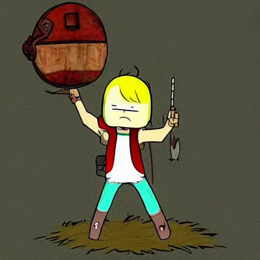 Prompt: finn the human in silent hill