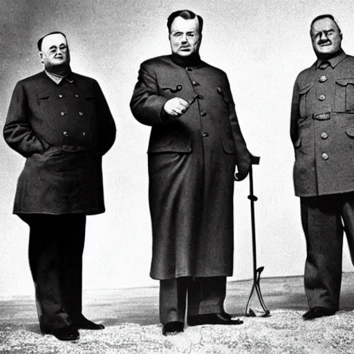 Image similar to Stalin, Churchill and Franklin Roosevelt having a great time