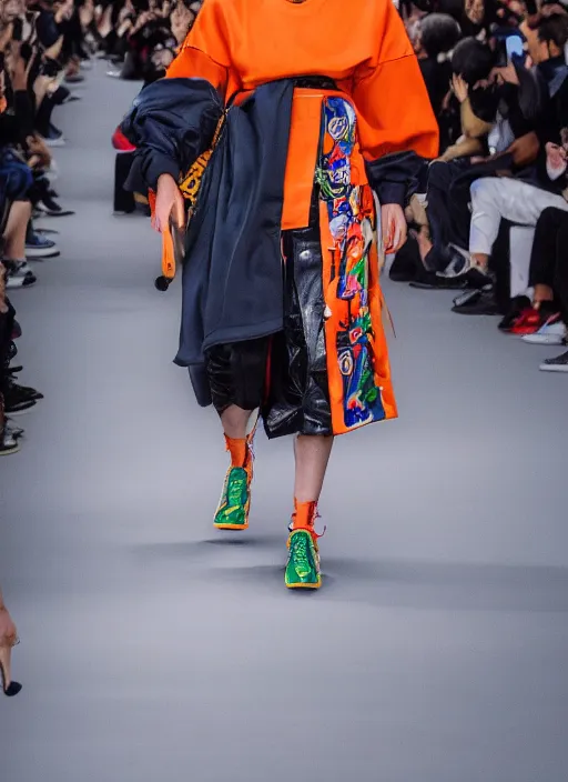 Image similar to hyperrealistic and heavy detailed balenciaga runway show of dragon ball z, leica sl 2 5 0 mm, vivid color, high quality, high textured, real life