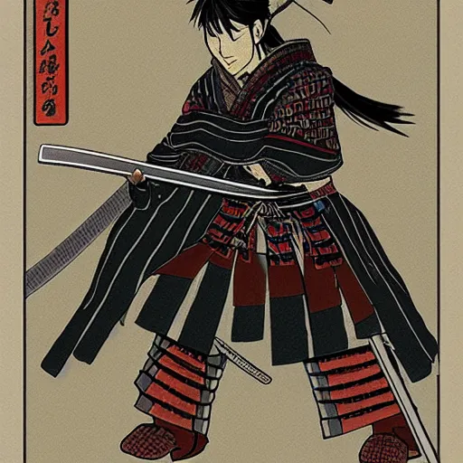 Prompt: A samurai Warrior with a Sword, Shingo anime