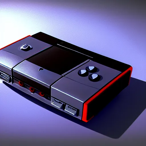 Prompt: product rendering of nintendo gamecube crossed with a nintendo entertainment system