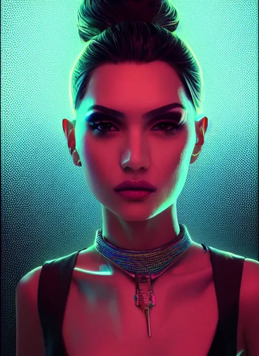 Image similar to a hispanic female humanoid, cyber neon lighting, futurism, cyberpunk high fashion, glamor profile pose, hyper photorealistic, intricate futuristic jewelry, crispy quality, digital photography, trending in artstation, trending in pinterest, cinematic, 4 k ultra hd, art by pascal blanche, art by artgerm, art by greg rutkowski,