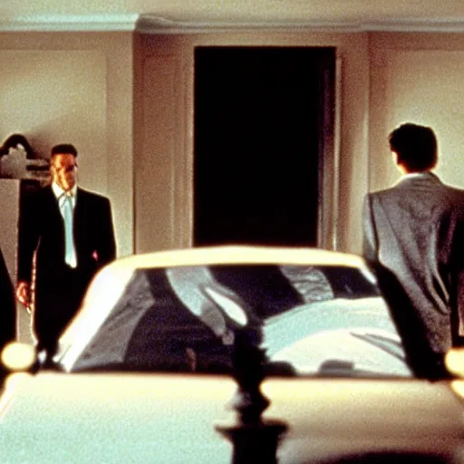 Prompt: still of ile de re bridge, in american psycho ( 1 9 9 9 )