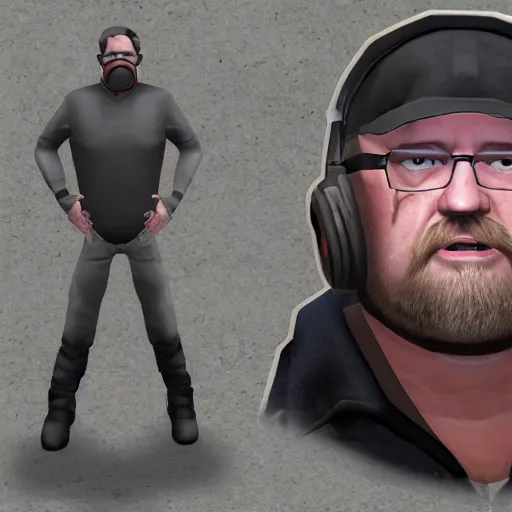 Prompt: gabe newell in half - life alyx
