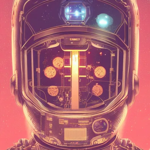 Image similar to intricate mechanical transformer astronaut portrait by yoshitomo nara, by beeple, by yoshitaka amano, by victo ngai, by shaun tan, by good smile company, on cg society, 4 k wallpaper, pastel color theme, mandelbulb textures