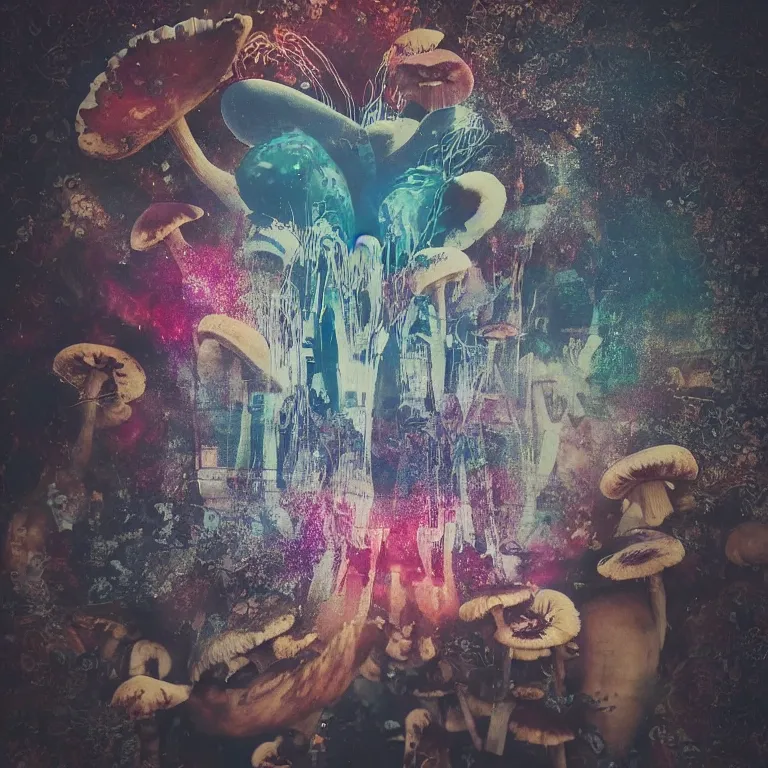 Image similar to double exposure of dally life, symbols of live, explosion, love is the most relevant theme, love is infinity, love is begin of all, 8 k resolution, artistic mode, artistic, trending on instagram, long exposure, love art, serious, fantasy and dreams vibes, mushrooms style and macro style