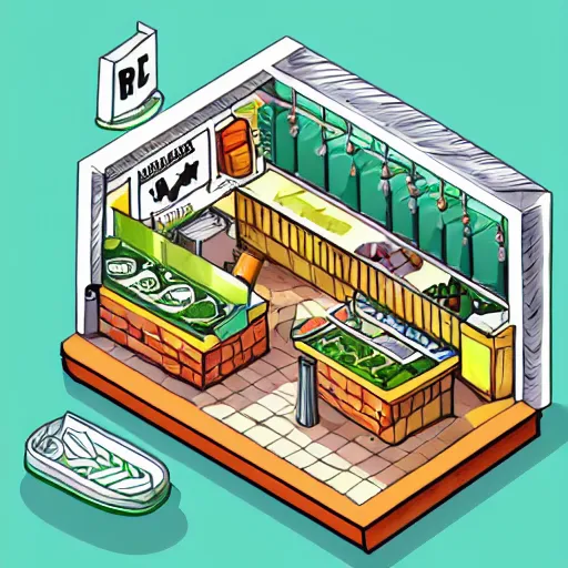 Image similar to vector drawn line art of cannabis cafe, isometric art, shading layer complete watercolor