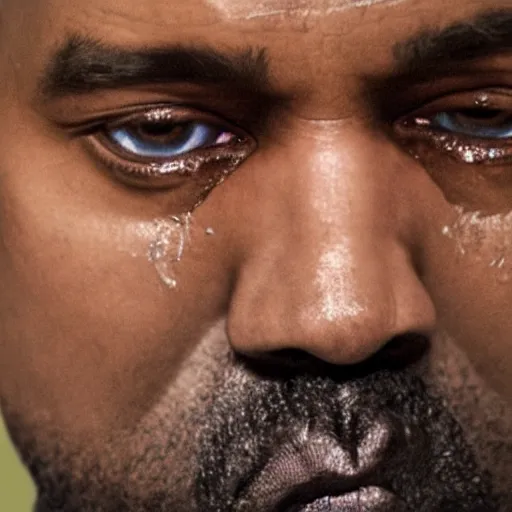 Image similar to A closeup shot of Kanye West crying, 8K concept art, detailed, high resolution