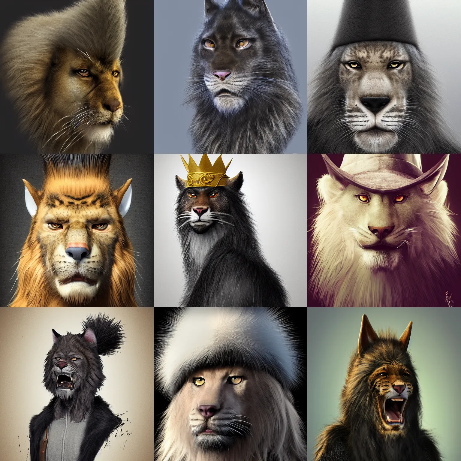 Image similar to extremely realistic portrait of a real life panter king with a very long fur and a wizard hat, fantasy, trending on artstation, heroic pose, highly detailed, profile picture, 8k