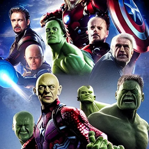 Image similar to avengers with gollum face