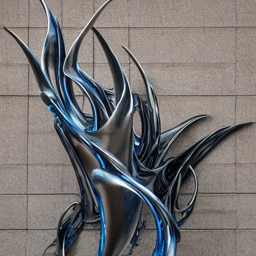 Image similar to liquid forms in metal abstract sculpture cyberpunk