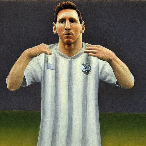 Prompt: messi, painting by grant wood, very detailed, ultra realistic