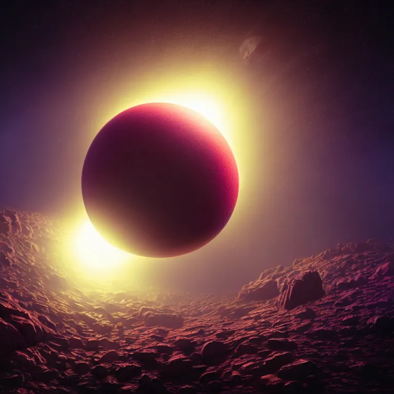 Image similar to dream-like exoplanet surface covered with glossy shiny iredescent crystals, lens flare, beautiful colors, baroque painting, beautiful detailed intricate insanely detailed octane render trending on Artstation, 8K artistic photography, photorealistic, volumetric cinematic light, chiaroscuro, Caravaggio, Beksinski, Giger