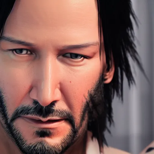 Prompt: render of a beautiful 3d Keanu Reaves, hyperdetailed medium shot, Unreal engine 4k