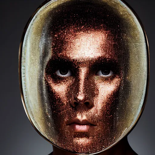 Prompt: a portrait of a beautiful young male wearing an alexander mcqueen armor made of cosmic dust , photographed by andrew thomas huang, artistic