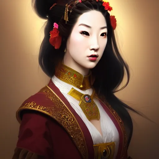 Image similar to beautiful women with oriental faces, character portrait, sharp, digital matte painting, by asher brown durand, trending on artstation