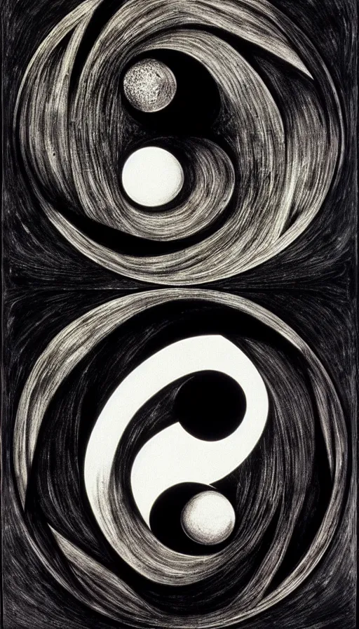 Image similar to Abstract representation of ying Yang concept, by HR Giger