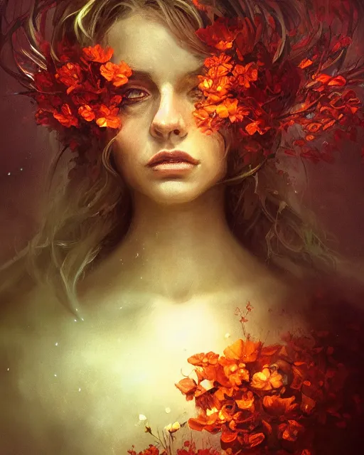 Prompt: spring blooming detailed portrait painting of irreconcilable personification by anato finnstark, noah bradley, raymond swanland, and steven belledin, cinematic lighting, highly detailed, digital painting, trending on artstation, pixiv, concept art, sharp focus, illustration