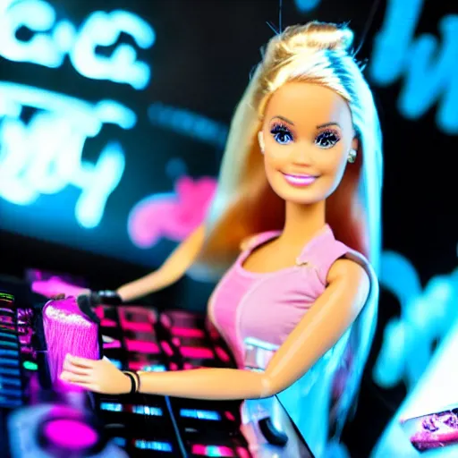 Image similar to barbie on the dj decks