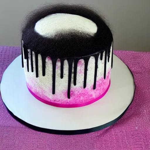 Prompt: cake made of hair