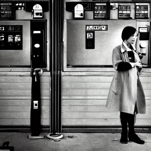 Image similar to a chinese woman at a gas station, source engine, half life 2, portal 2, gmod, portrait, fashion photography, by david bailey, mario testino, davide sorrenti