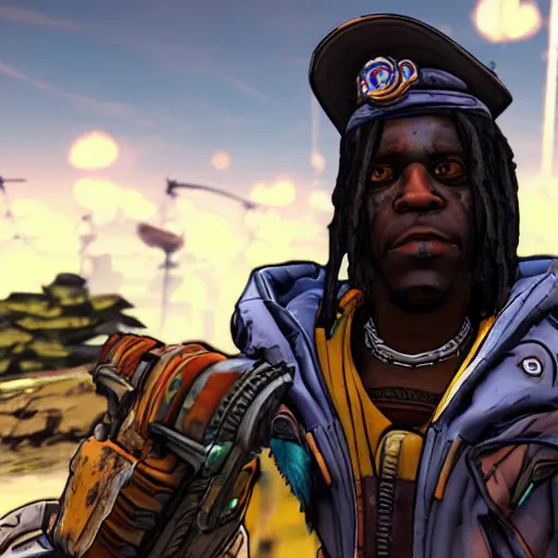 Image similar to Chief Keef in borderlands 2 very detailed 4K quality super realistic