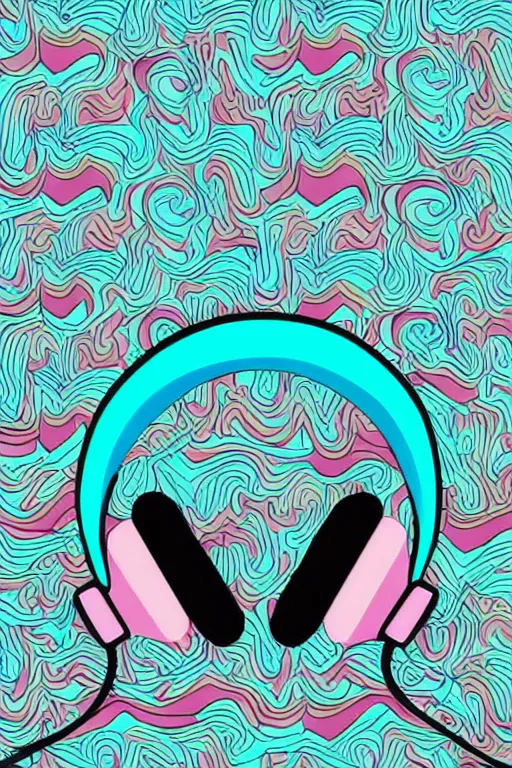 Image similar to minimalist boho style art of colorful headphones, illustration, vector art