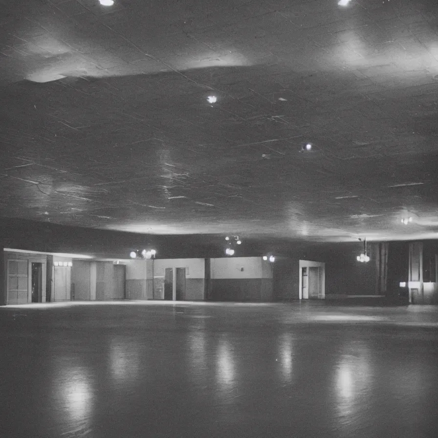 Image similar to 7 0 s movie still of an empty soviet ballroom flooded with hand, cinestill 8 0 0 t 3 5 mm, heavy grain, high quality, high detail
