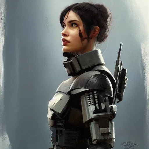 Image similar to portrait of a woman by greg rutkowski, marla fett, samoan features, straight black hair, tall and slender, star wars expanded universe, she is about 2 0 years old, wearing tactical gear, digital painting, artstation, concept art, smooth, sharp foccus ilustration, artstation hq