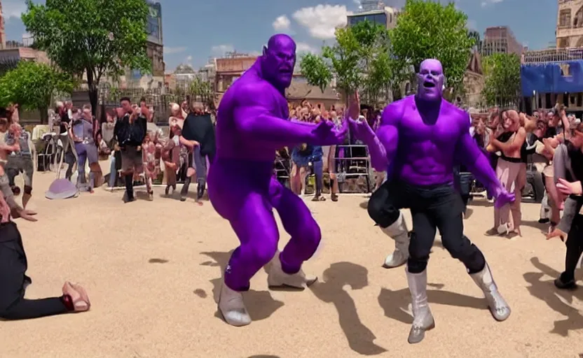 Prompt: thanos in a dance battle