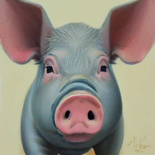 Image similar to detailed portrait painting of a pig wearing a suit