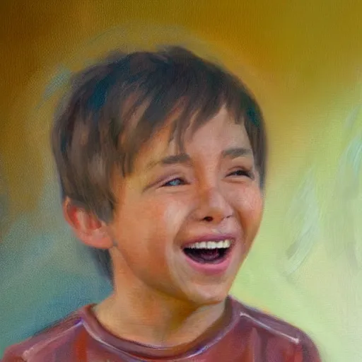 Image similar to The Joy Of Life, expressive oil painting, a boy, evokes feelings of joy, 4k detail