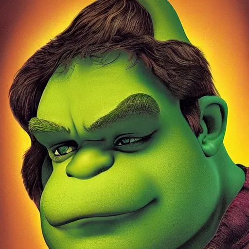 Image similar to Michelangelo painting of Shrek, from the Pixar movie Shrek