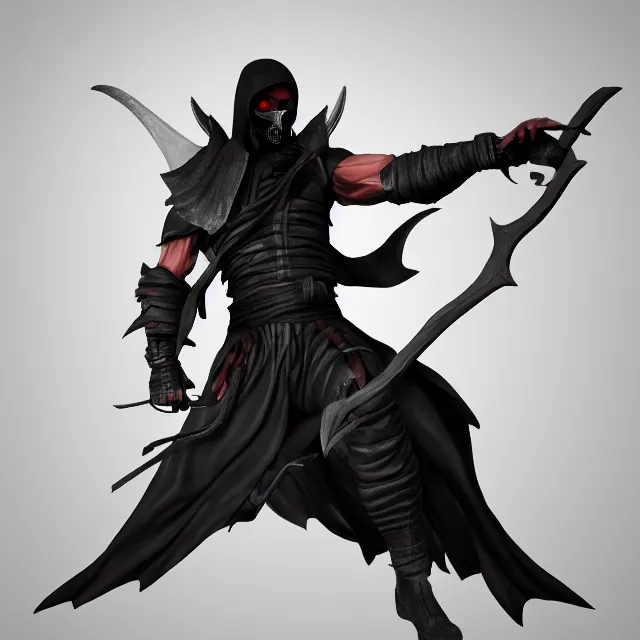 Image similar to grim reaper in mortal kombat, videogame 3d render, 4k, artstation