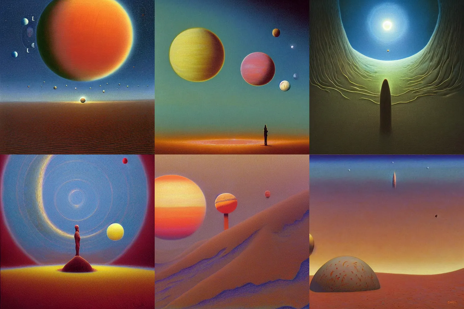 Prompt: cloisonnism digital painting of planets in no mans sky masterpiece moebius bekskinski