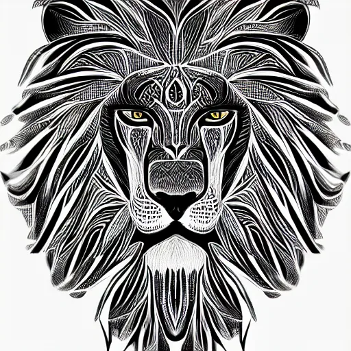 Image similar to a symmetrical portrait illustration of a lion black and white hand drawn sketch on artstation 4 k intricate extremely detailed digital art by alex grey