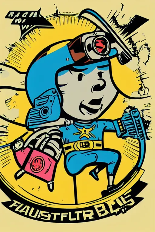 Image similar to fallout 7 6 retro futurist illustration art by butcher billy, sticker, colorful, illustration, highly detailed, simple, smooth and clean vector curves, no jagged lines, vector art, smooth andy warhol style