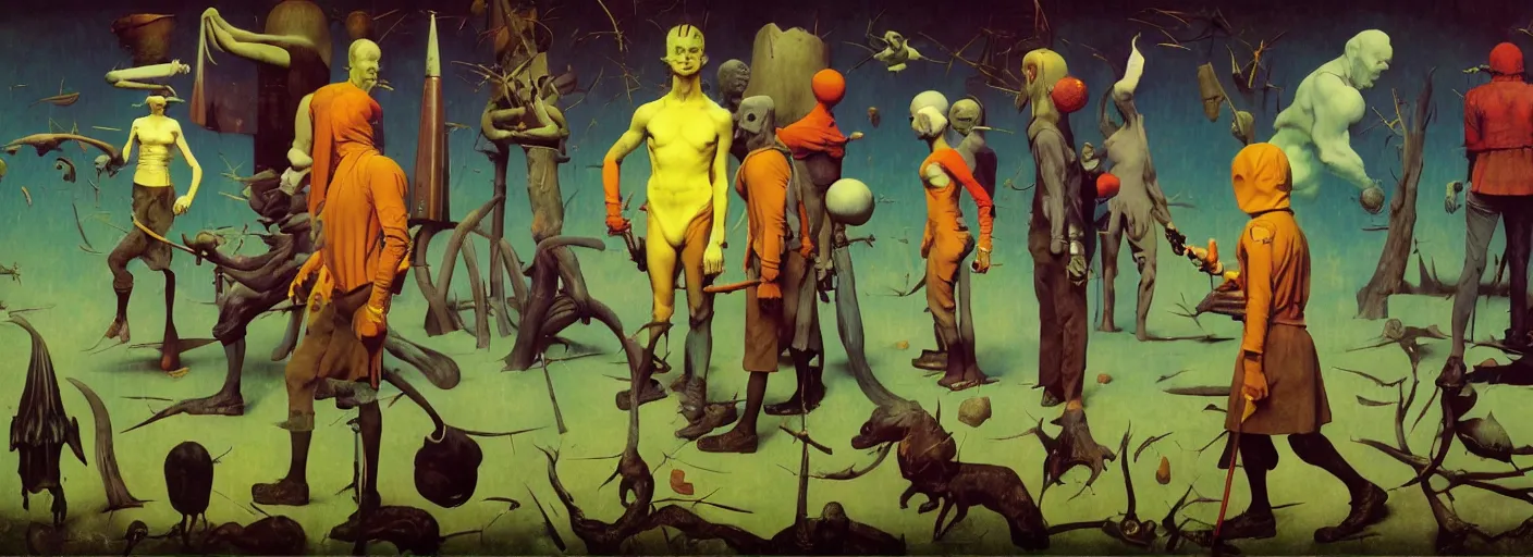 Image similar to full - body surreal colorful rpg character concept art anatomy, action pose, very coherent and colorful high contrast masterpiece by norman rockwell franz sedlacek hieronymus bosch dean ellis simon stalenhag rene magritte gediminas pranckevicius, dark shadows, sunny day, hard lighting, reference sheet white background