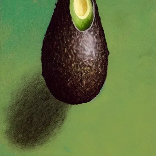 Prompt: flying avocado with a feathered crown