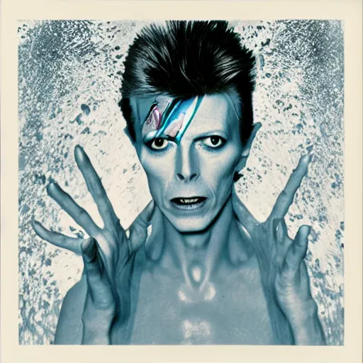 Prompt: David Bowie underwater, album cover