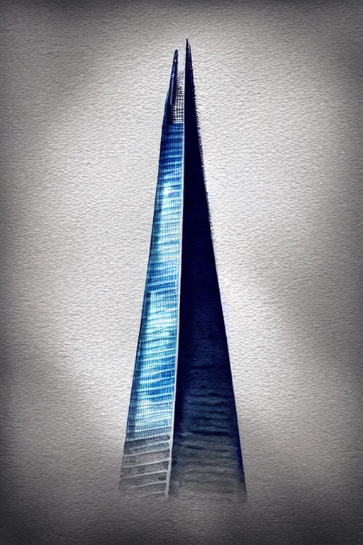 Image similar to minimalist watercolor art of the shard london, illustration, vector art