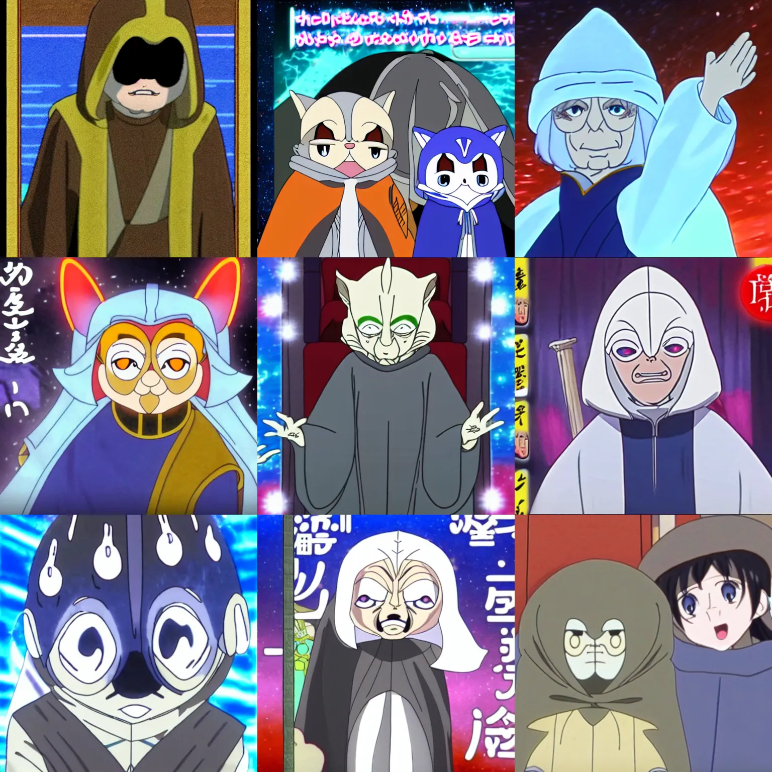 Prompt: Screenshot of Emperor Palpatine in Kamisama Minarai: Himitsu no Cocotama