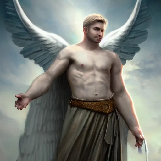 Prompt: an extremely white male angel, matte painting, concept art, extremely detailed, 4k