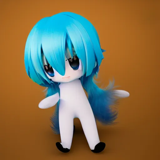 Prompt: cute fumo plush of a blue and white - haired prankster, anime, vray