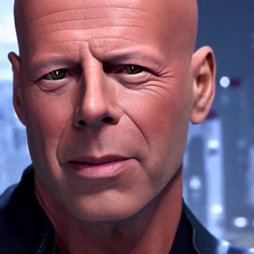 Image similar to Bruce Willis being a Marvel villain, 4K